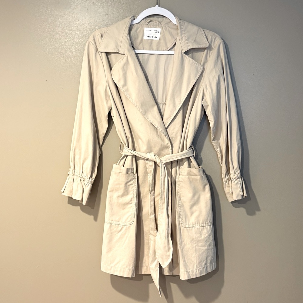 3/$25 zara girls Beige Trench Coat rain coat fall autumn school timeless style